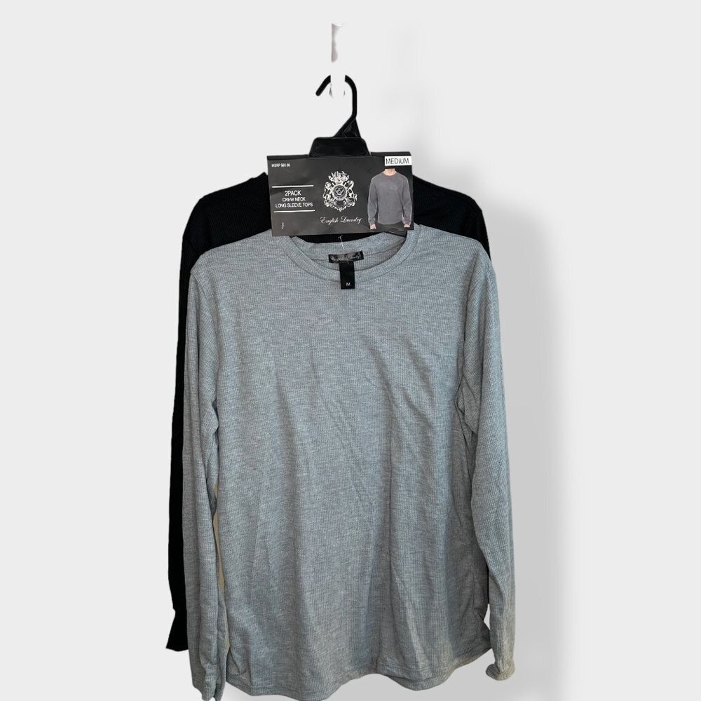 English Laundry Men's Black and Grey Crew‎ Neck Tops